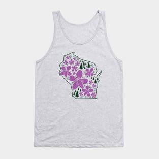 Wisconsin Silhouette Nature Floral Design Tank Top